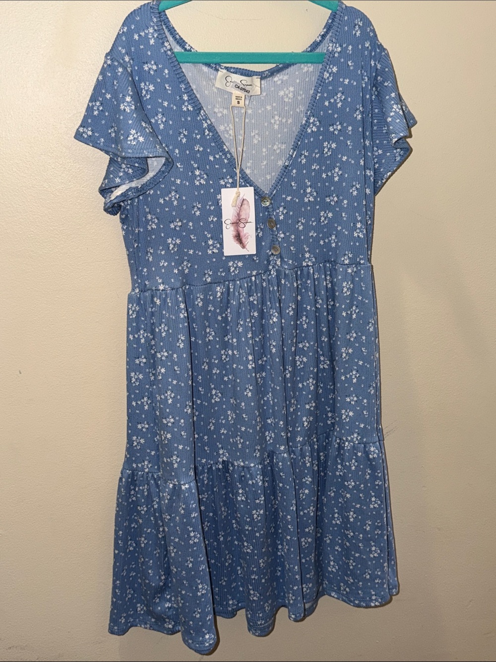 Jessica Simpson Blue Floral Tiered Dress for woman